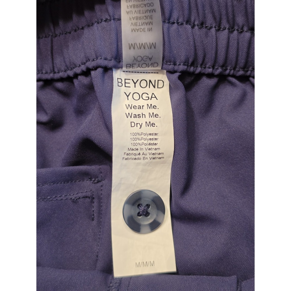Beyond Yoga Status Stretch Wide Leg Trouser Pants Womens Medium Navy Pleated - Picture 13 of 14